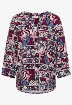 3/4-mouwen blouse met patchworkprint