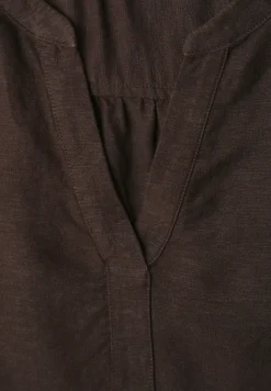 3/4-mouwen blouse van linnenmix met gespleten hals