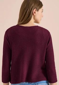 Open jas met 3/4 mouwen in ajour-look