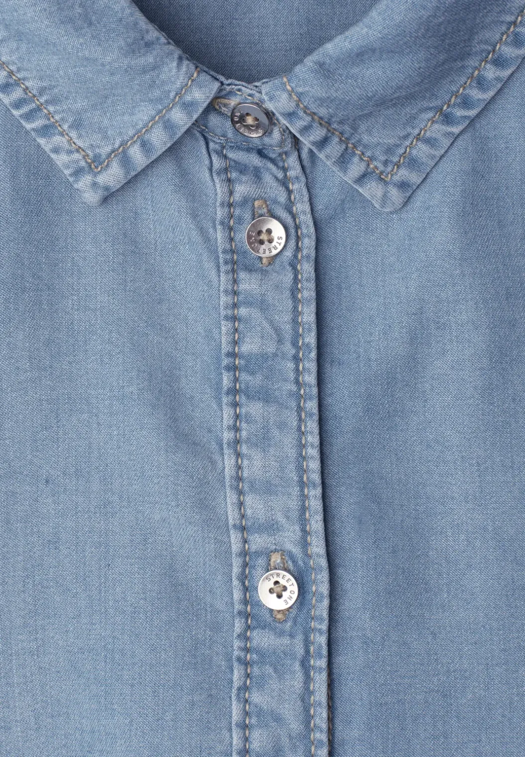 Overhemdblouse met 3/4 mouwen in denimlook
