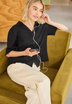 Overhemdblouse met een gekreukte textuur