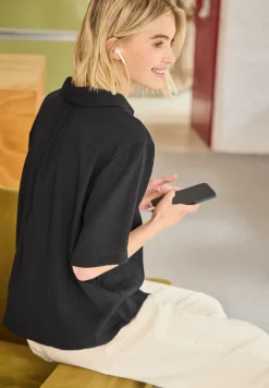 Overhemdblouse met een gekreukte textuur