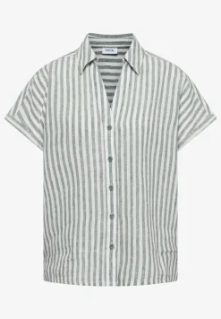 Overhemdblouse met hangende schouder in linnen