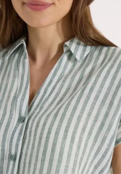 Overhemdblouse met hangende schouder in linnen