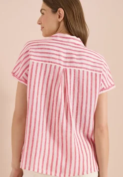 Overhemdblouse met hangende schouder in linnen