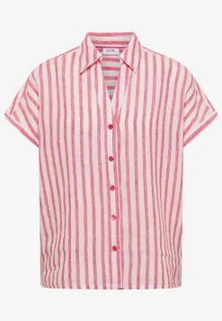 Overhemdblouse met hangende schouder in linnen