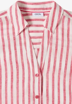 Overhemdblouse met hangende schouder in linnen