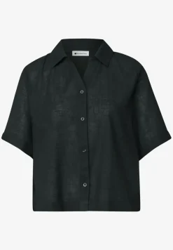 Overhemdblouse met korte mouwen in effen kleur