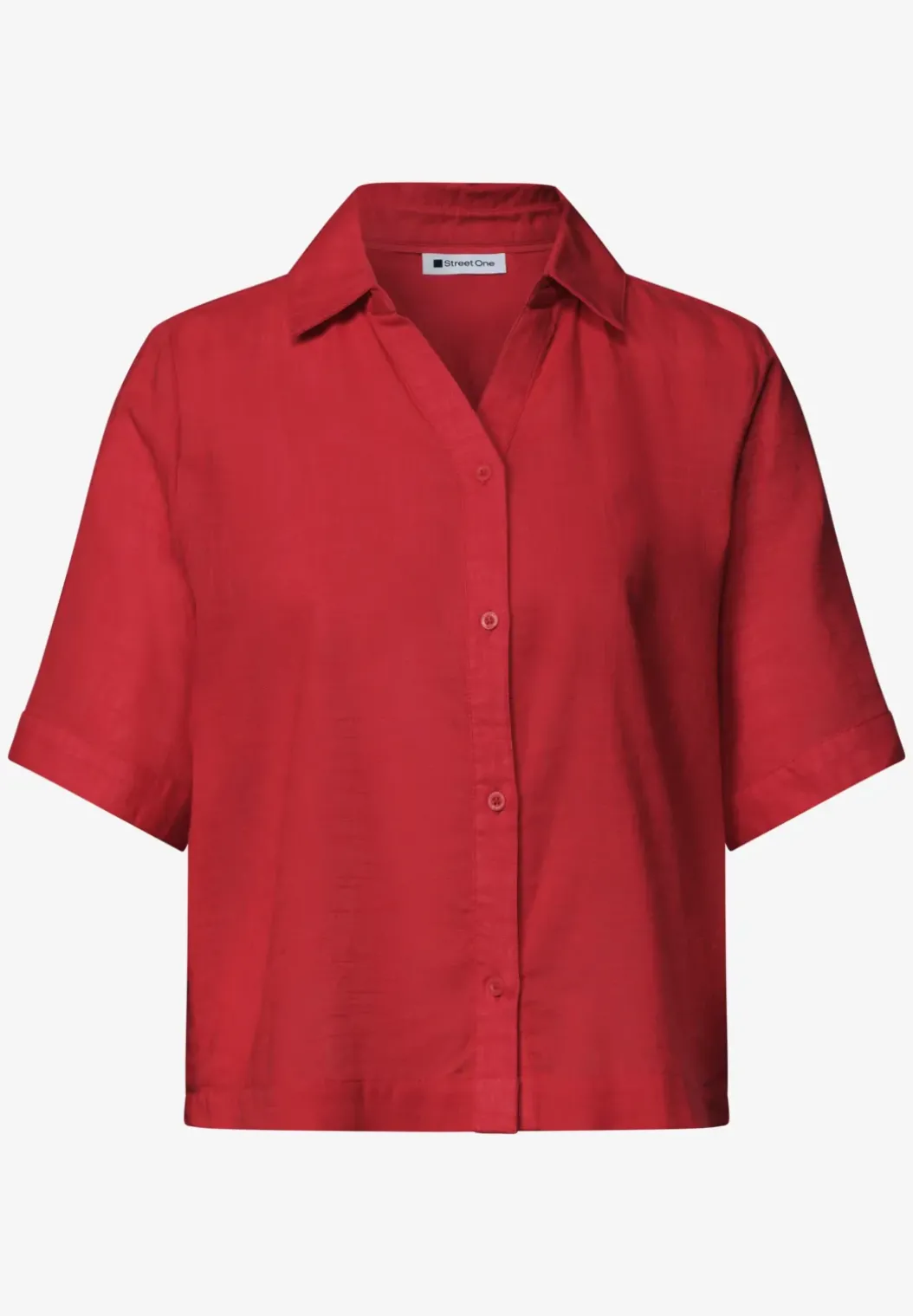 Overhemdblouse met korte mouwen in effen kleur