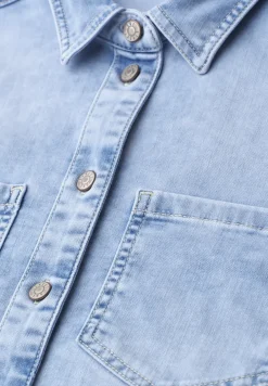 Overhemdblouse met lange mouwen in denimlook
