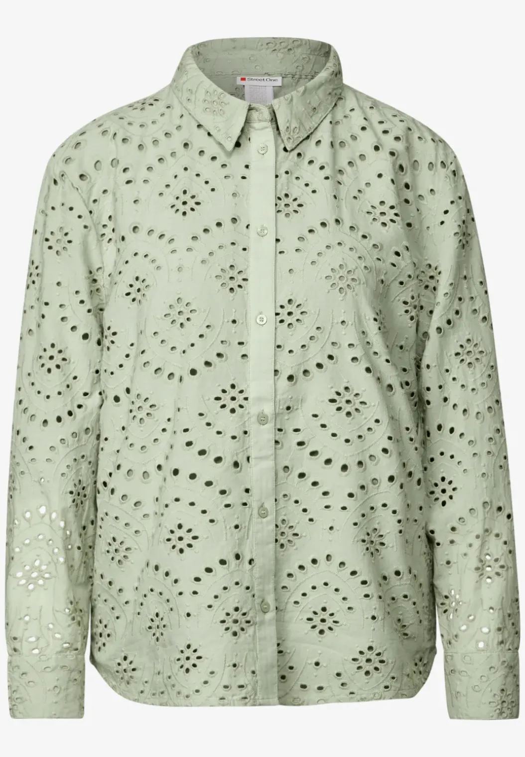 Overhemdblouse met oogjesborduursel