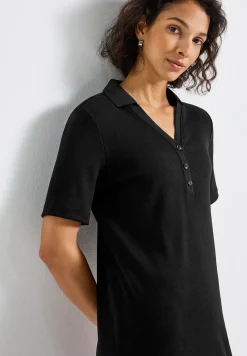 Polo-jurk met geribde structuur