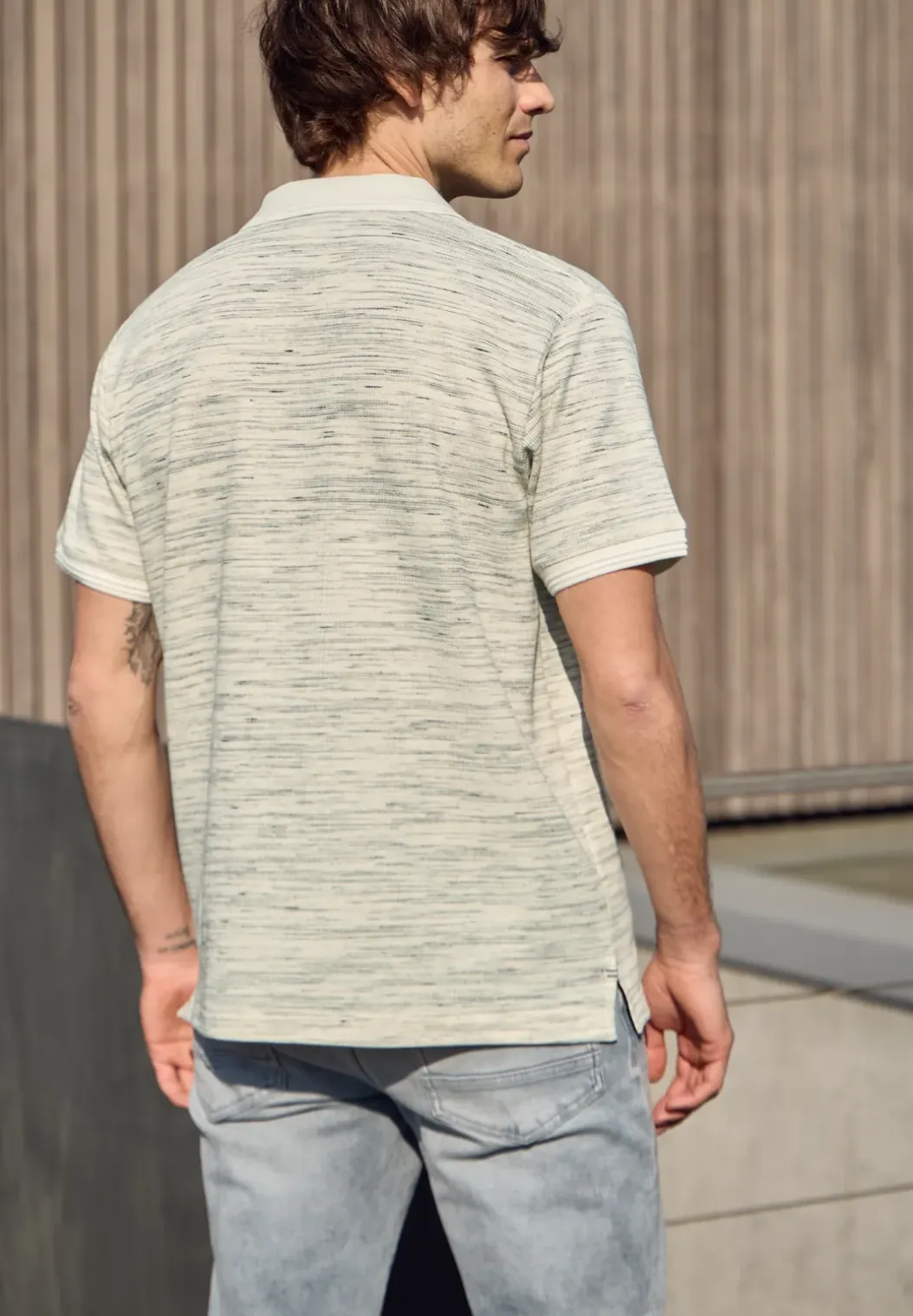 Poloshirt met korte mouwen in space-dye look