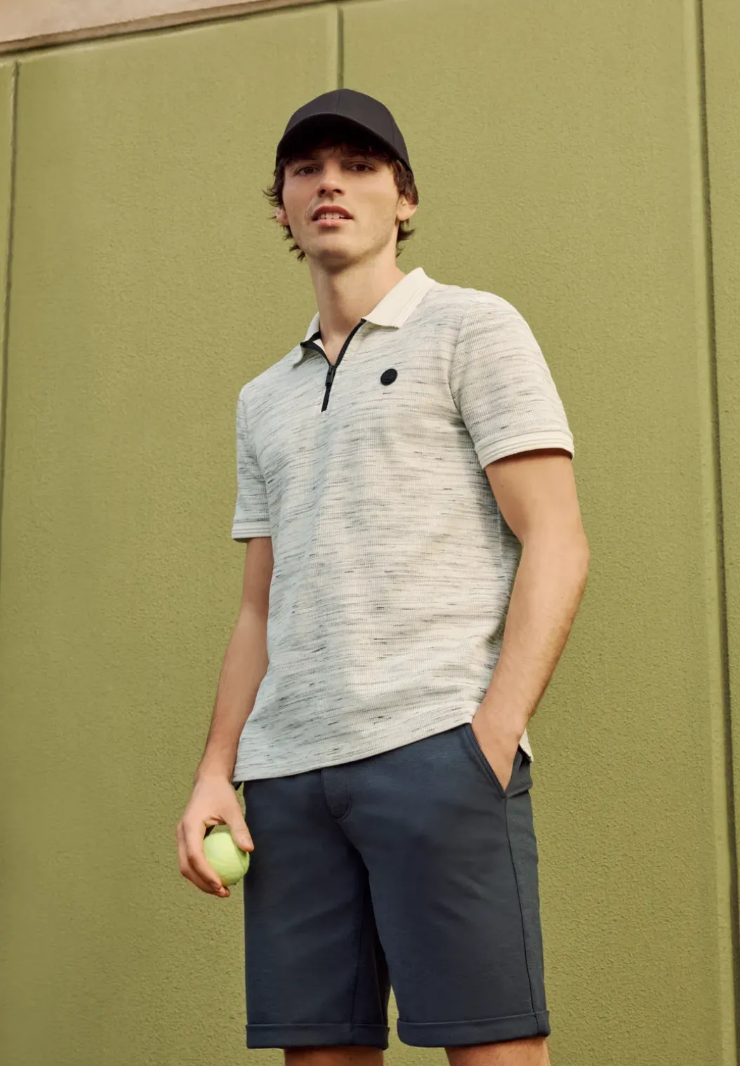 Poloshirt met korte mouwen in space-dye look