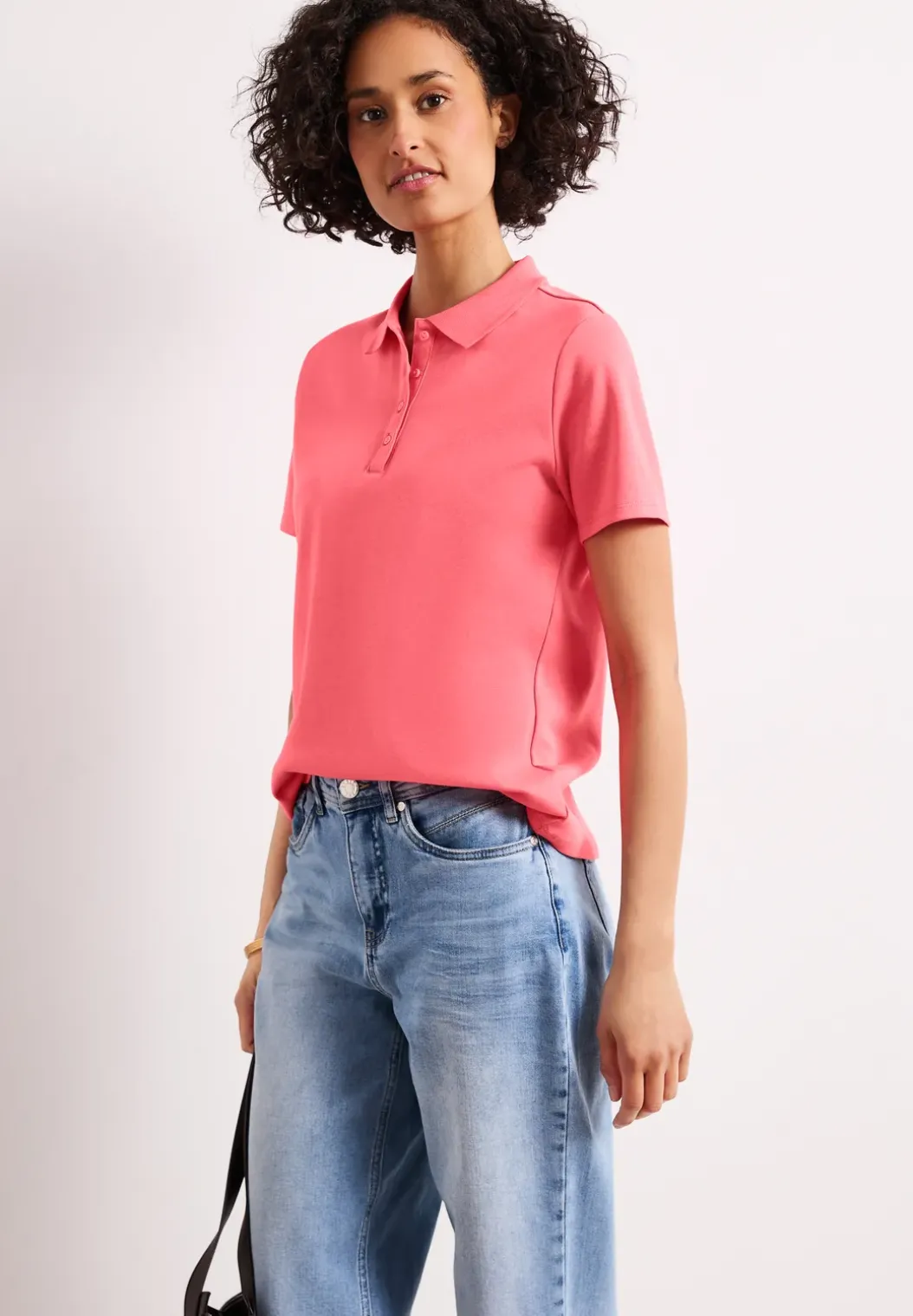 Poloshirt met korte mouwen en geribde structuur