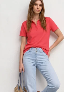 Poloshirt met korte mouwen en geribde structuur
