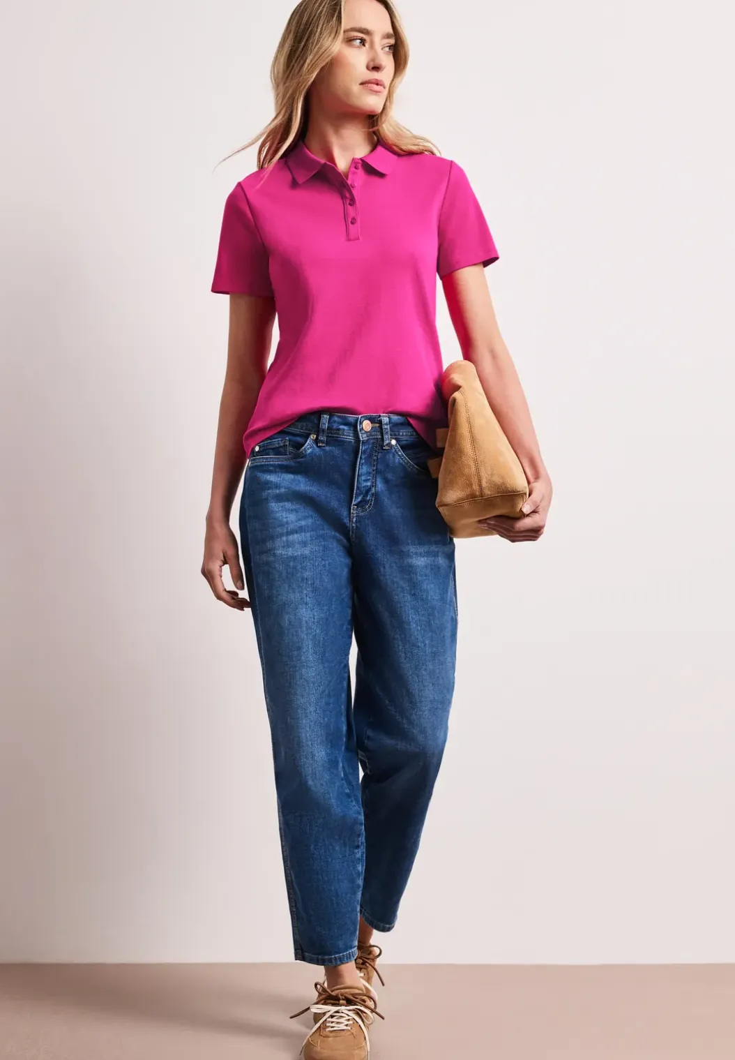 Poloshirt met korte mouwen en geribde structuur