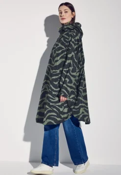 Poncho met capuchon en print