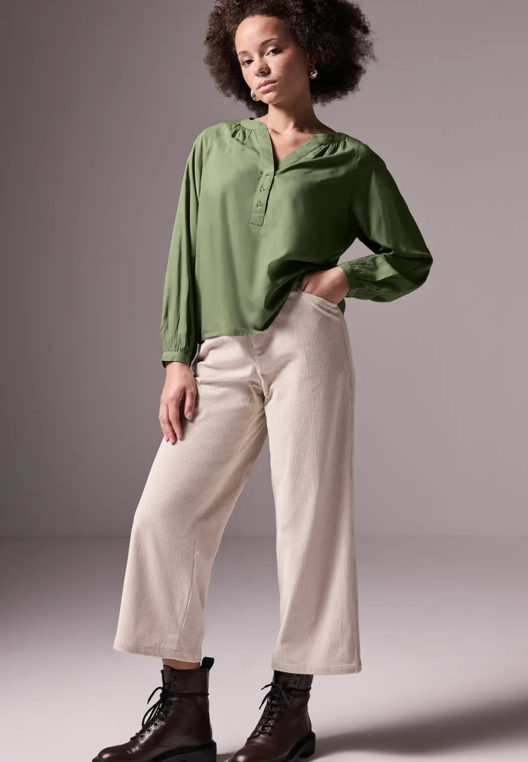 Raglan blouse in effen kleur