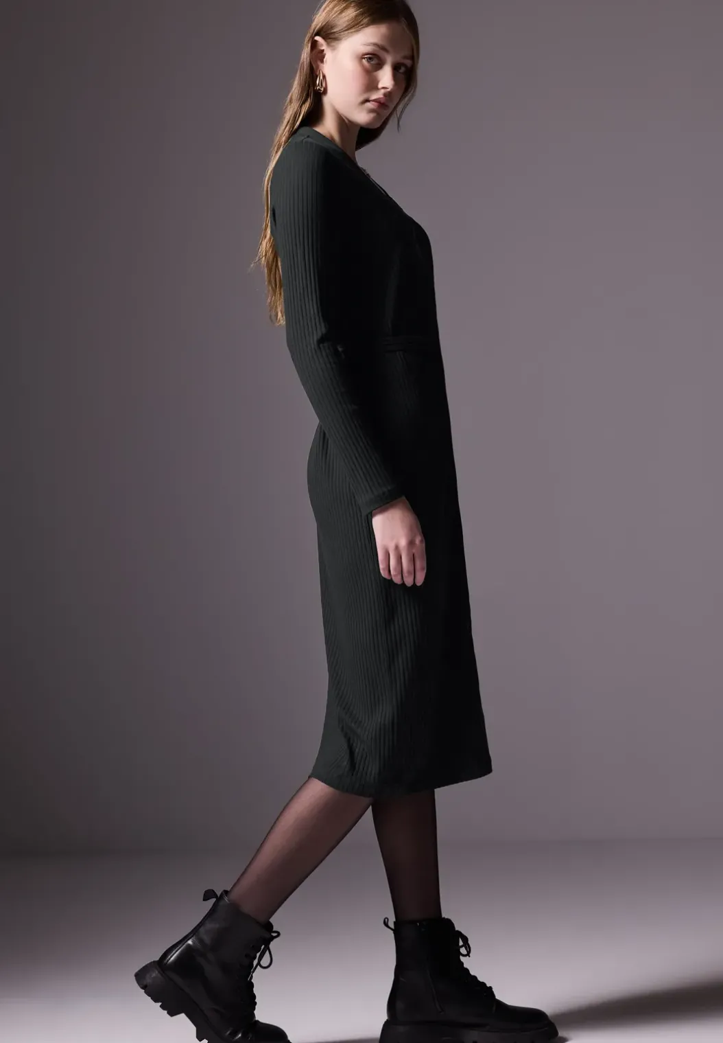 Ribtricot jurk