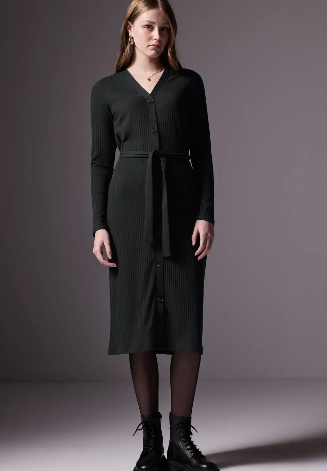 Ribtricot jurk