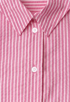 Seersucker blouse met lange mouwen