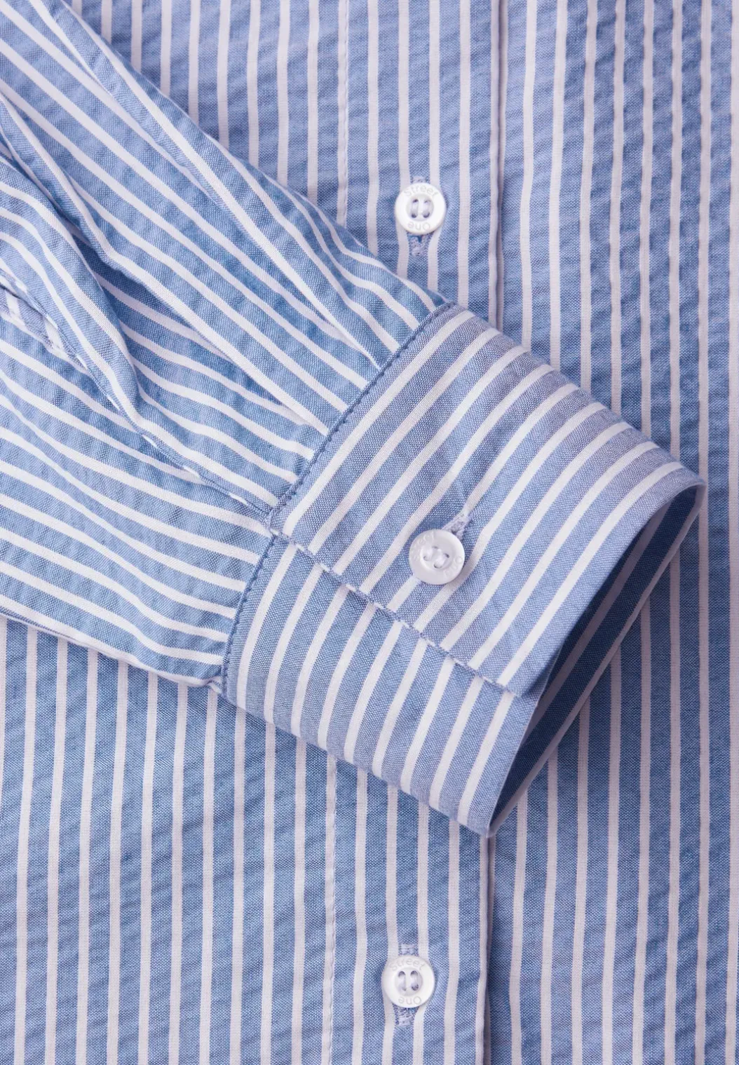 Seersucker blouse met lange mouwen