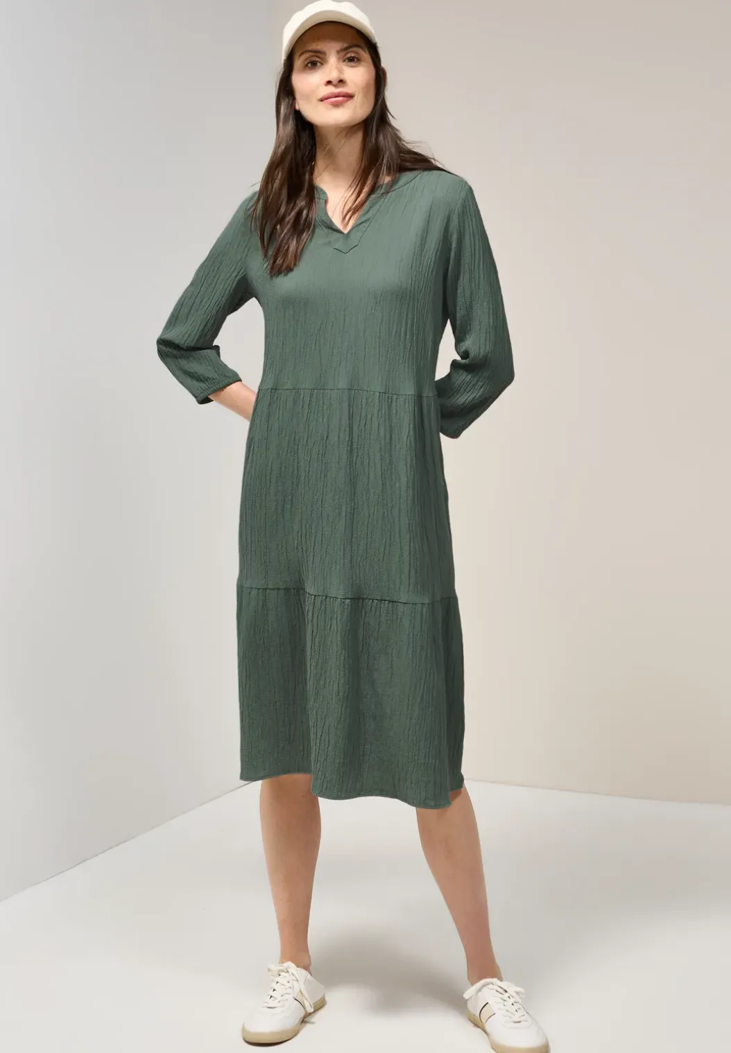 Seersucker jurk met volants