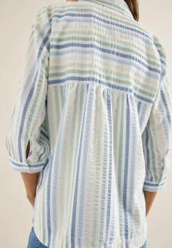 Seersucker overhemd blouse
