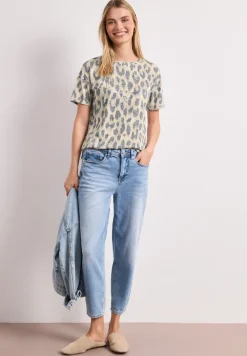 Shirt in burnout-look met leo-opdruk