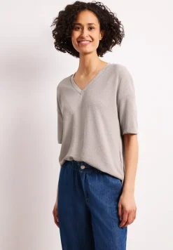 Shirt in gebreide look met V-hals