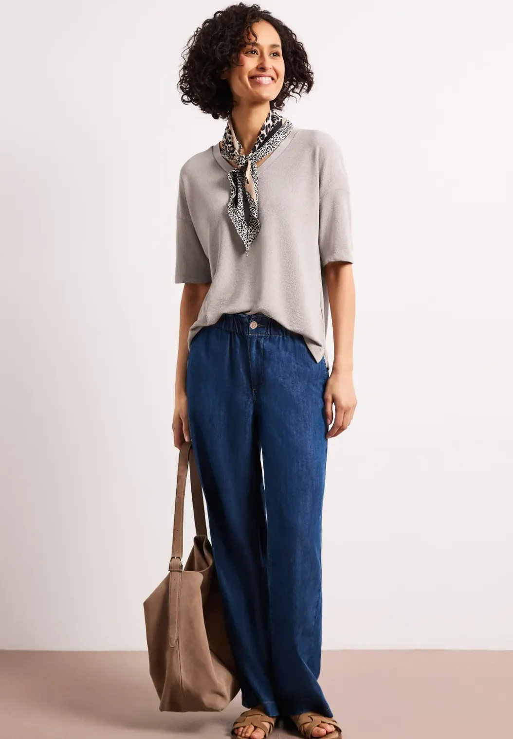 Shirt in gebreide look met V-hals