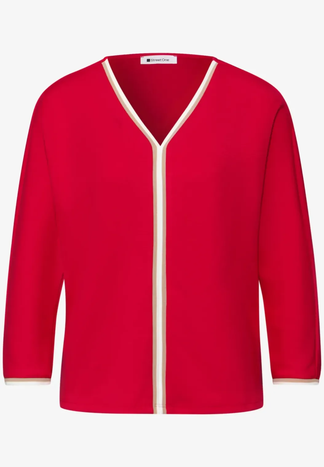 Shirt met 3/4 mouwen en contrasterende details