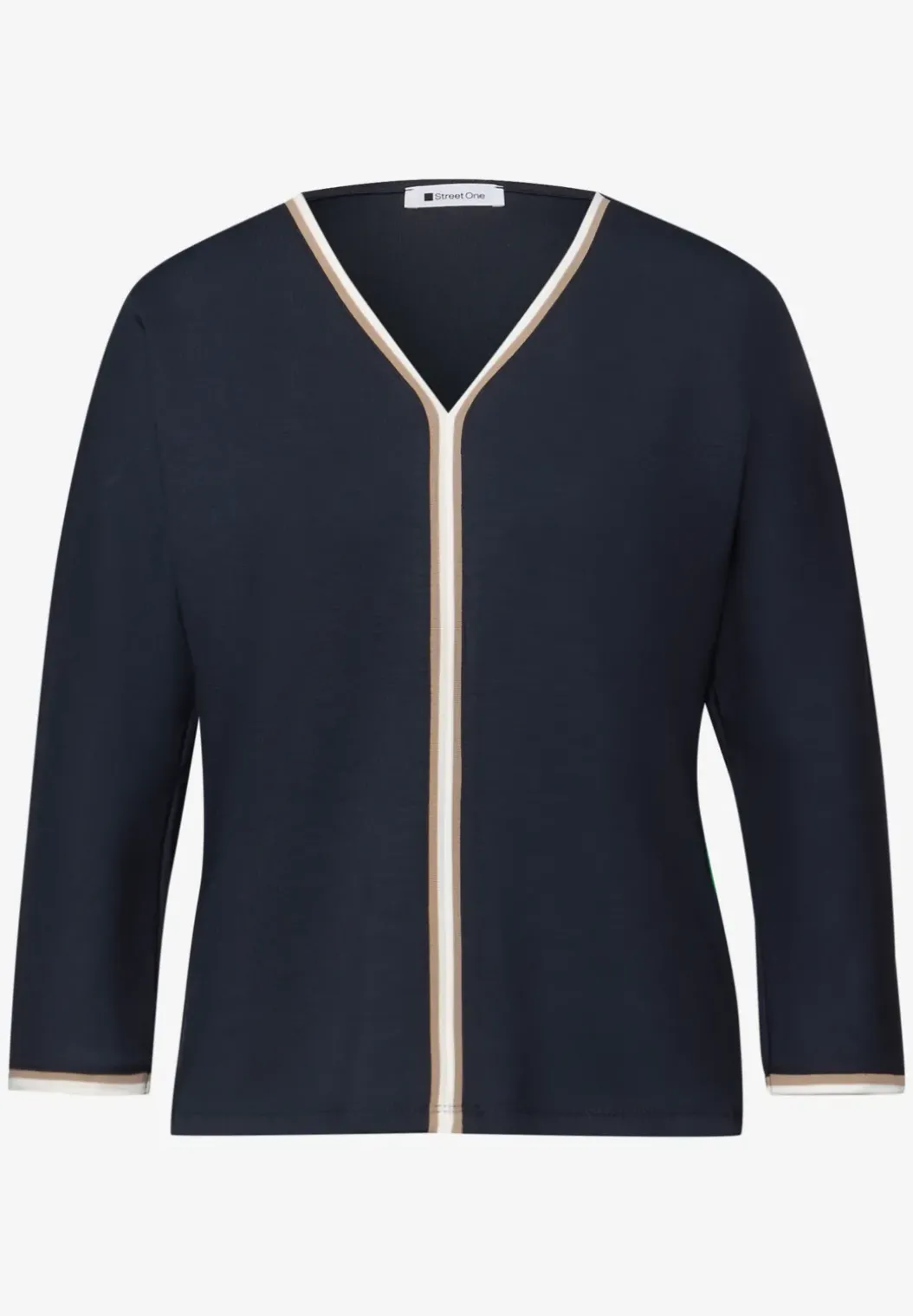 Shirt met 3/4 mouwen en contrasterende details