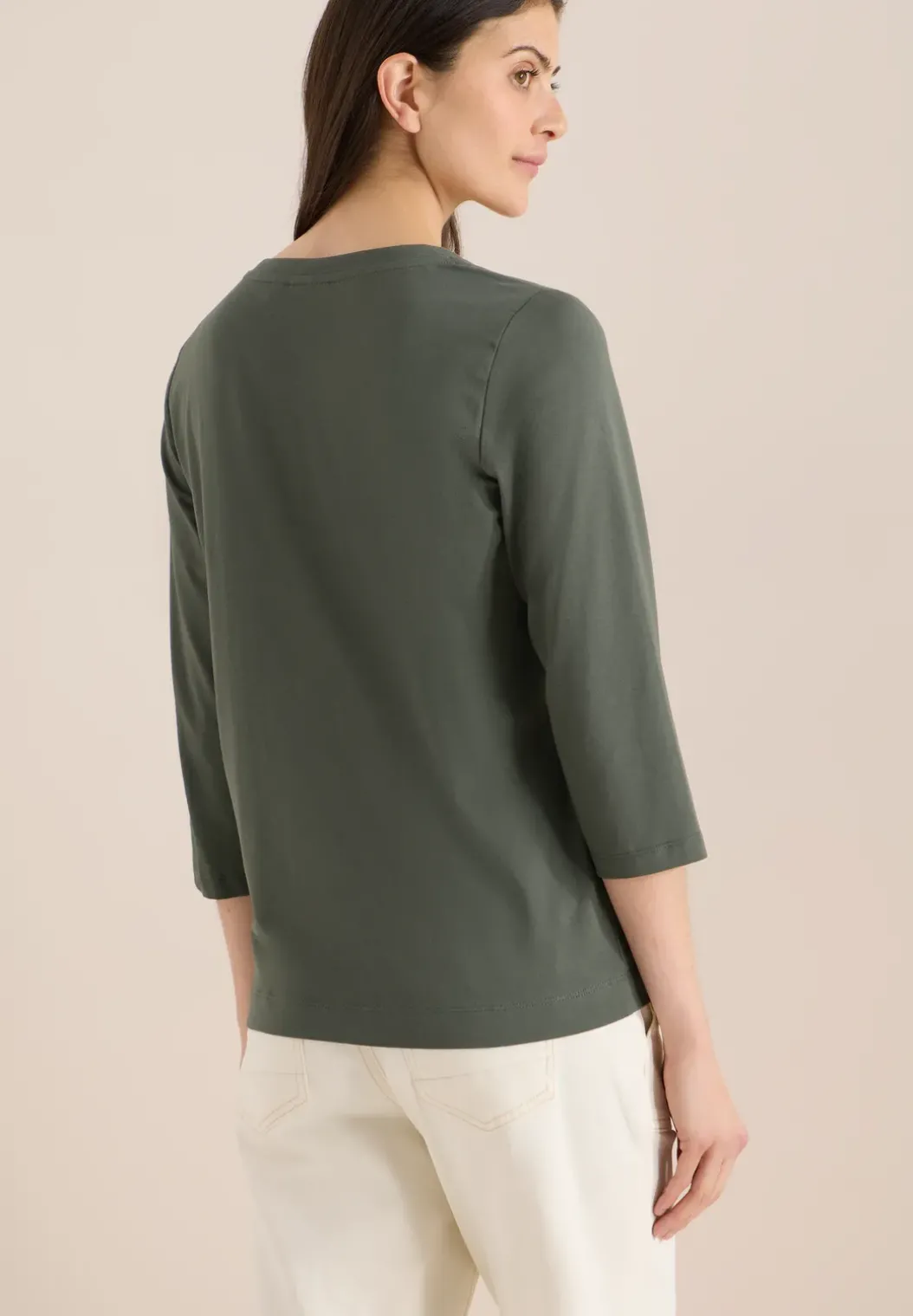 Shirt met 3/4 mouwen en split neck