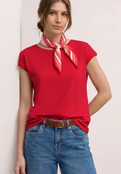Shirt met boothals en decoratief detail