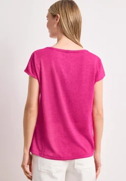 Shirt met boothals en smokdetail