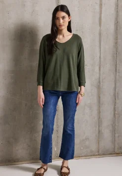 Shirt met gebreide look en V-hals