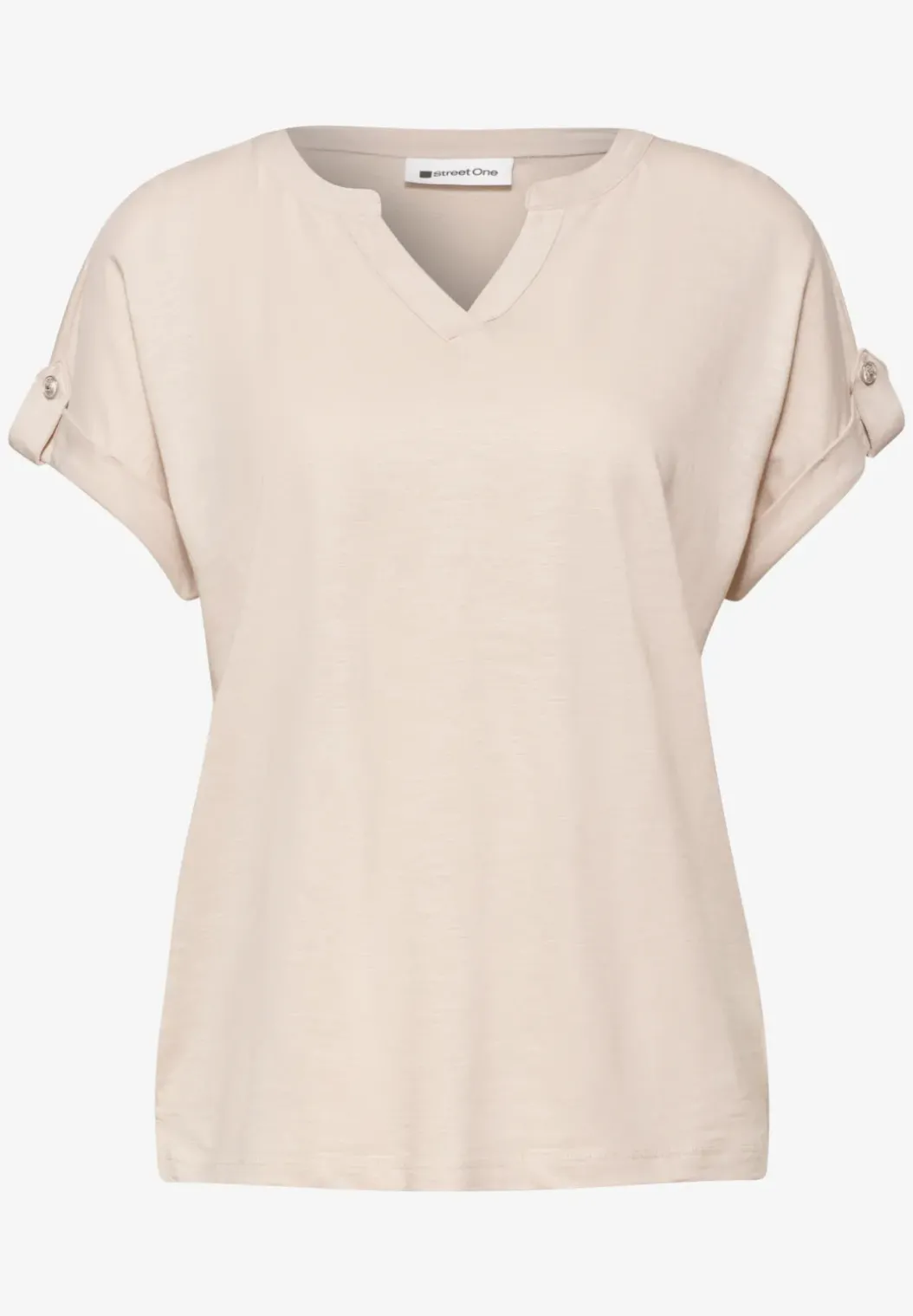 Shirt met gespleten hals en knoopdetails