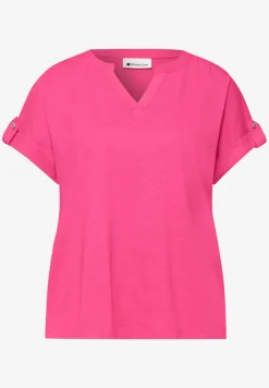 Shirt met gespleten hals en knoopdetails