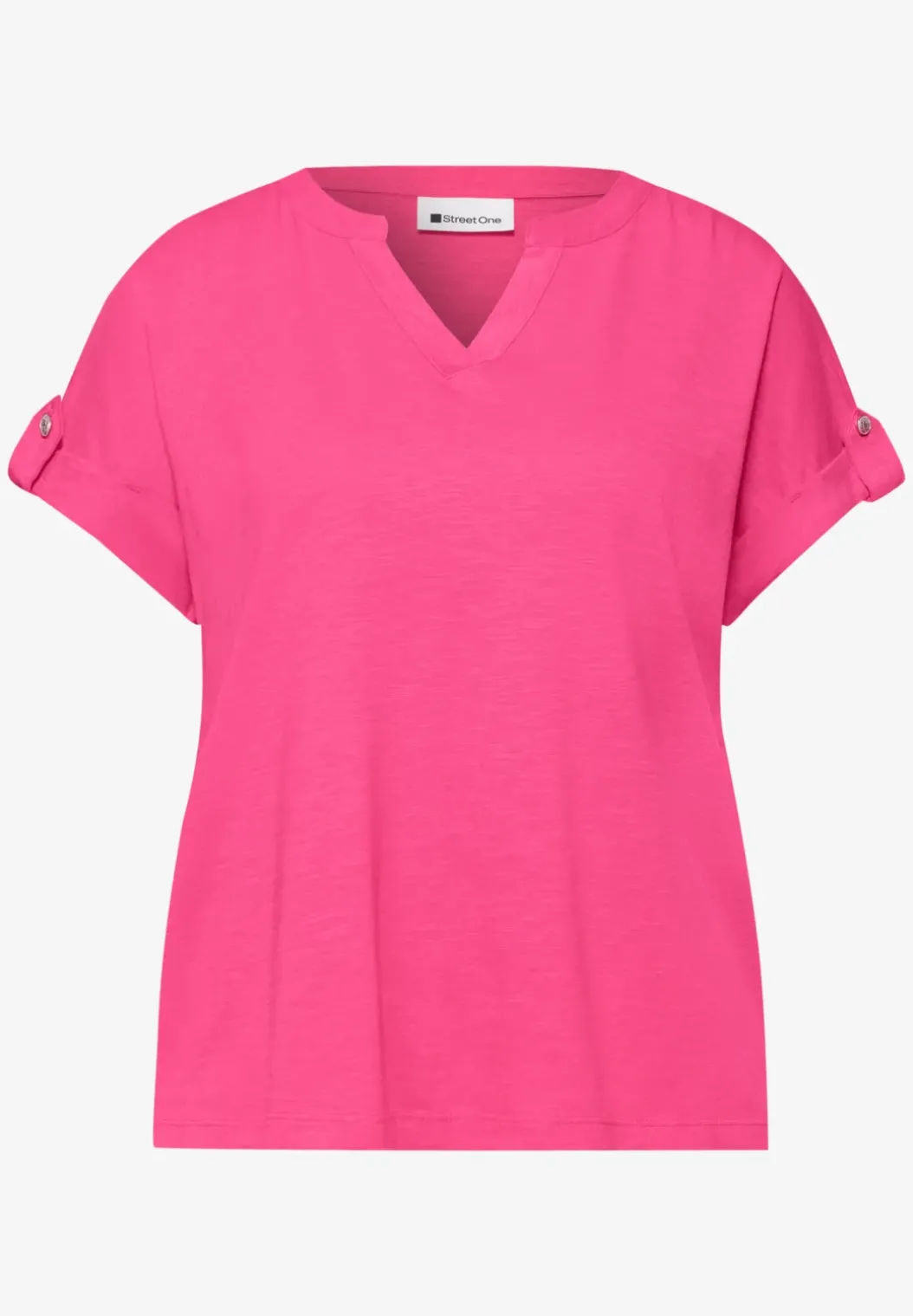 Shirt met gespleten hals en knoopdetails