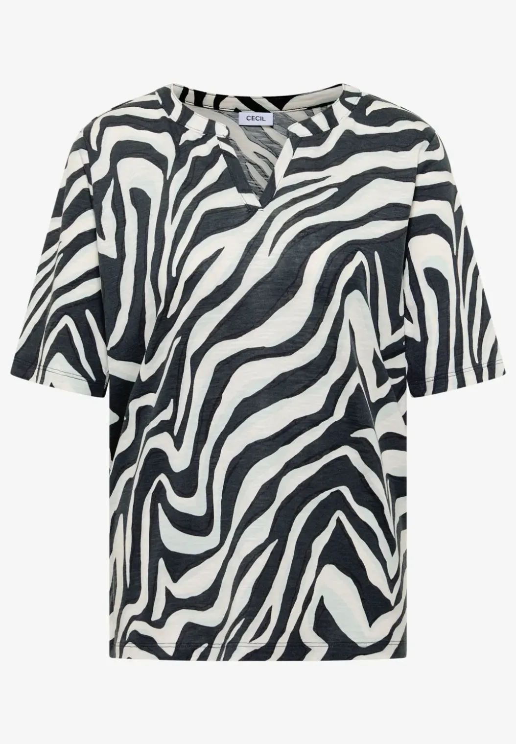 Shirt met gespleten hals met print