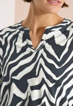 Shirt met gespleten hals met print