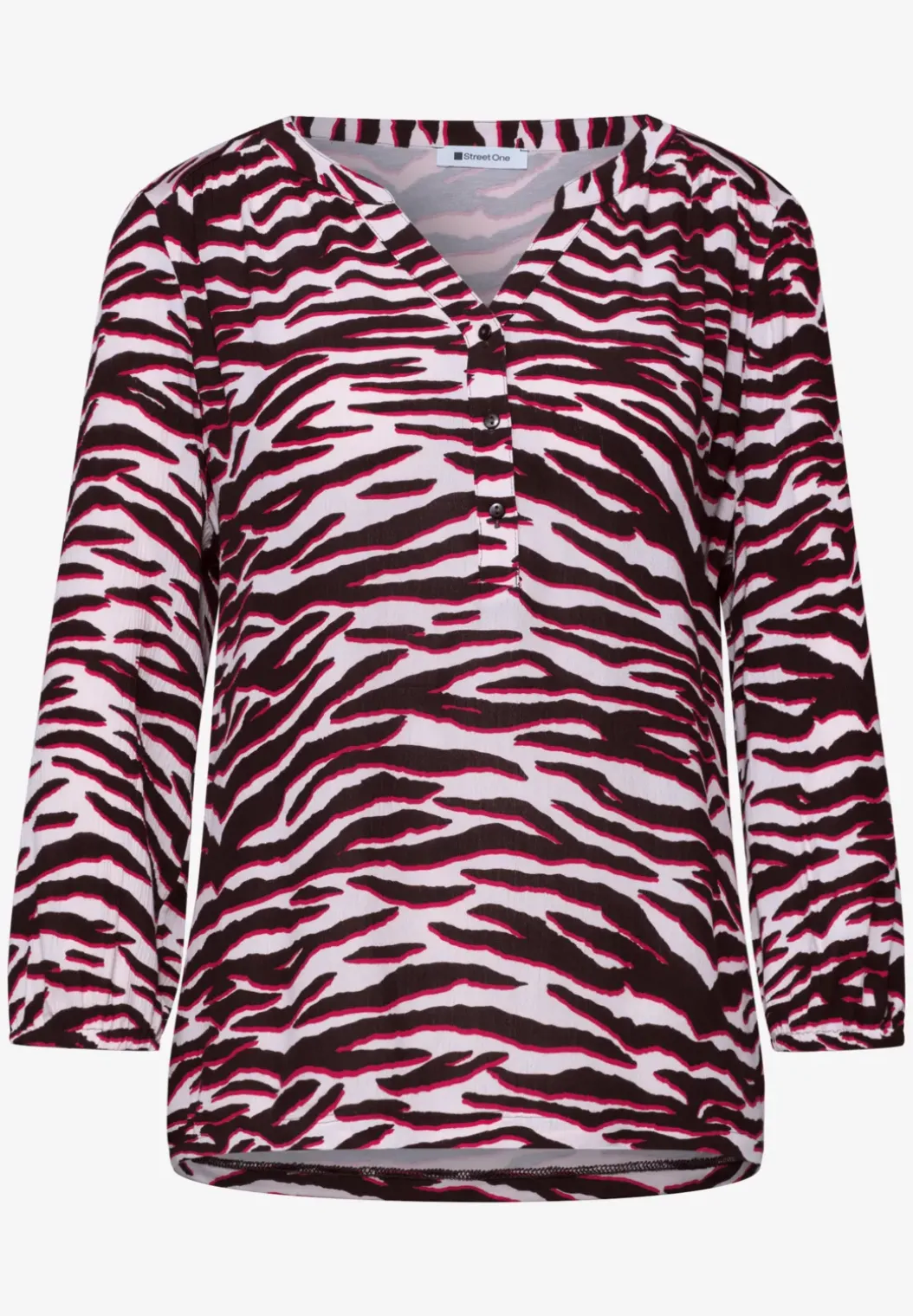 Shirt met gespleten hals en structuurmix