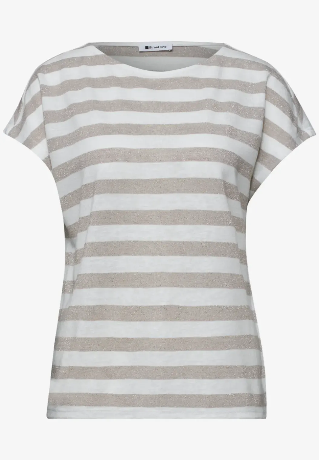 Shirt met hangende schouders, strepen en glitter