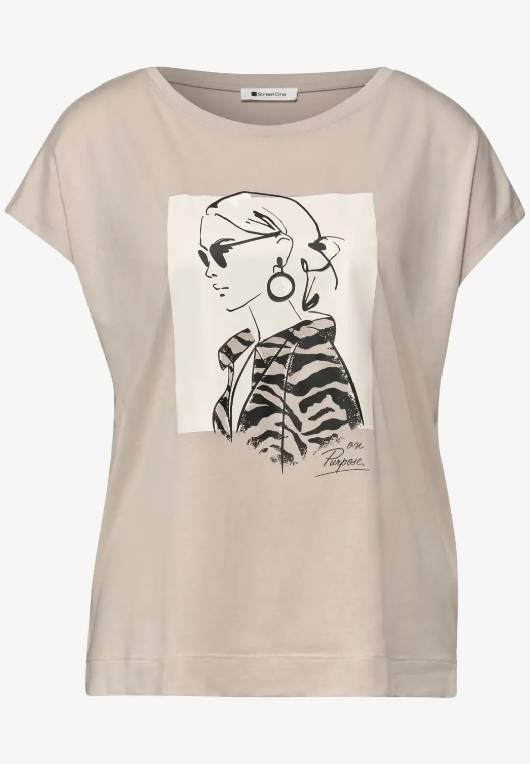 Shirt met hangende schouder en print