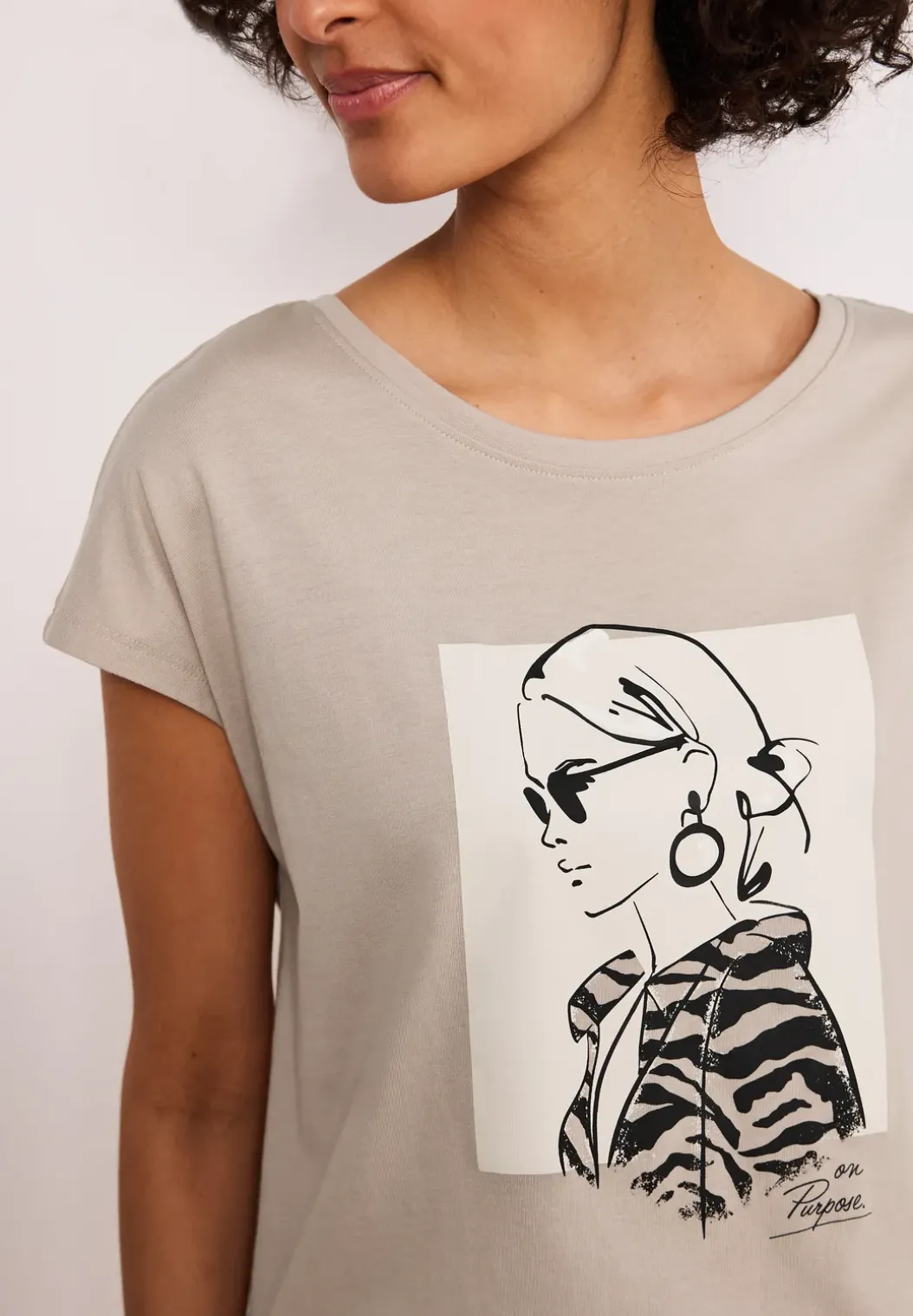 Shirt met hangende schouder en print
