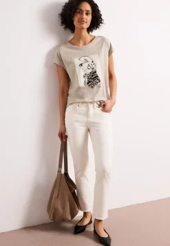 Shirt met hangende schouder en print
