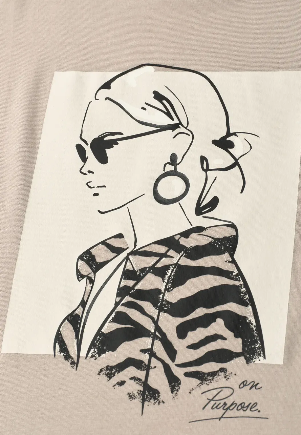 Shirt met hangende schouder en print