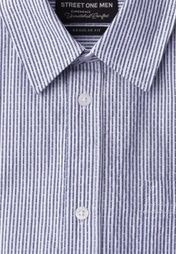 Shirt met korte mouwen, borstzak en strepen